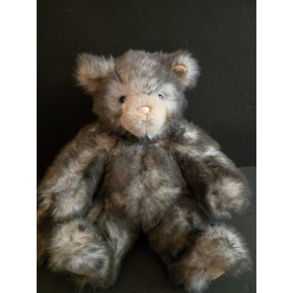 Vermont Teddy Bear-Cat 14" Large Make a Friend For Life Plush Long Tail Gray